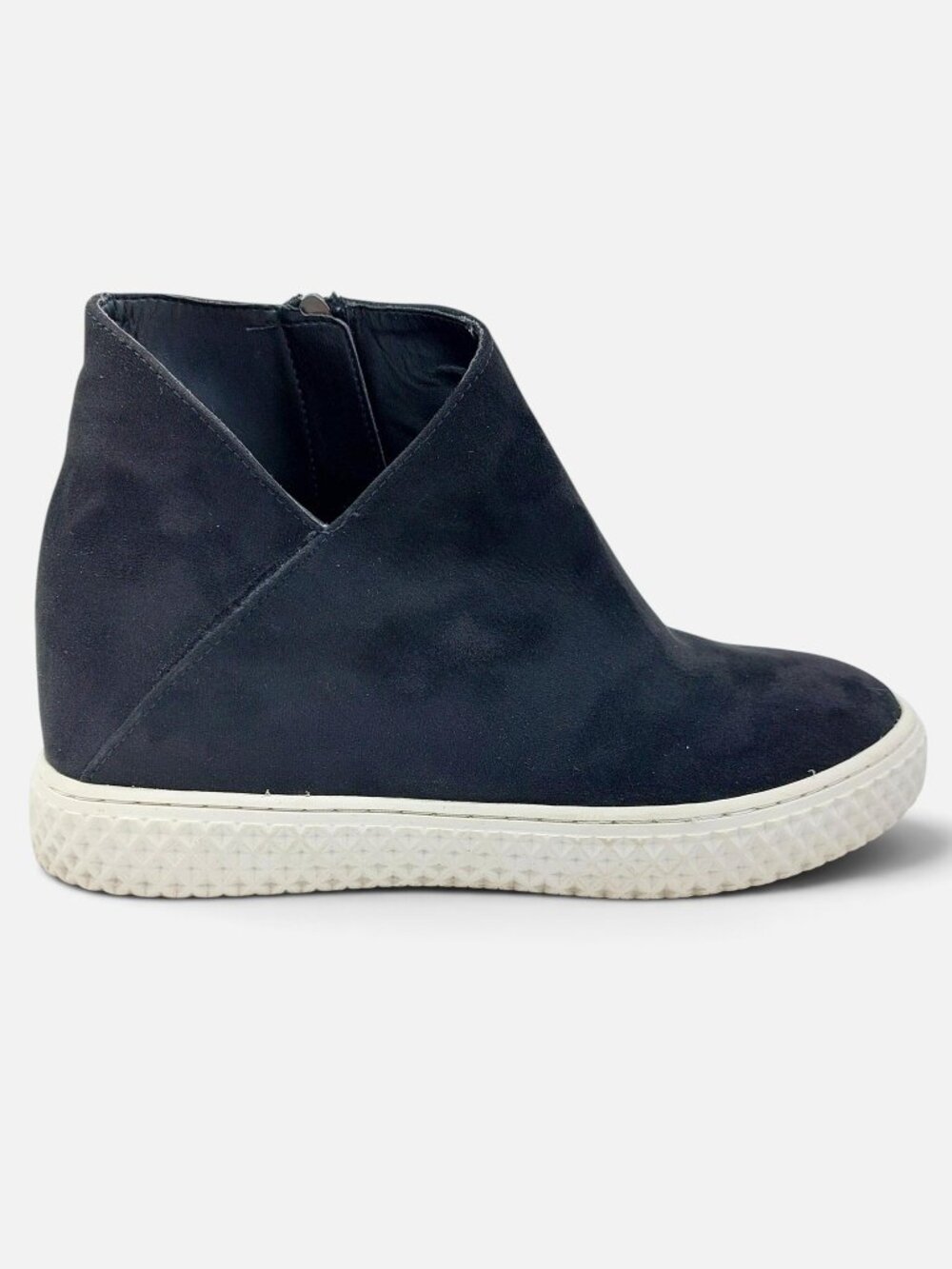 Aerosoles Women 8.5 Black Suede Wedge Sneaker Booties Zip High Top Ankle Boots